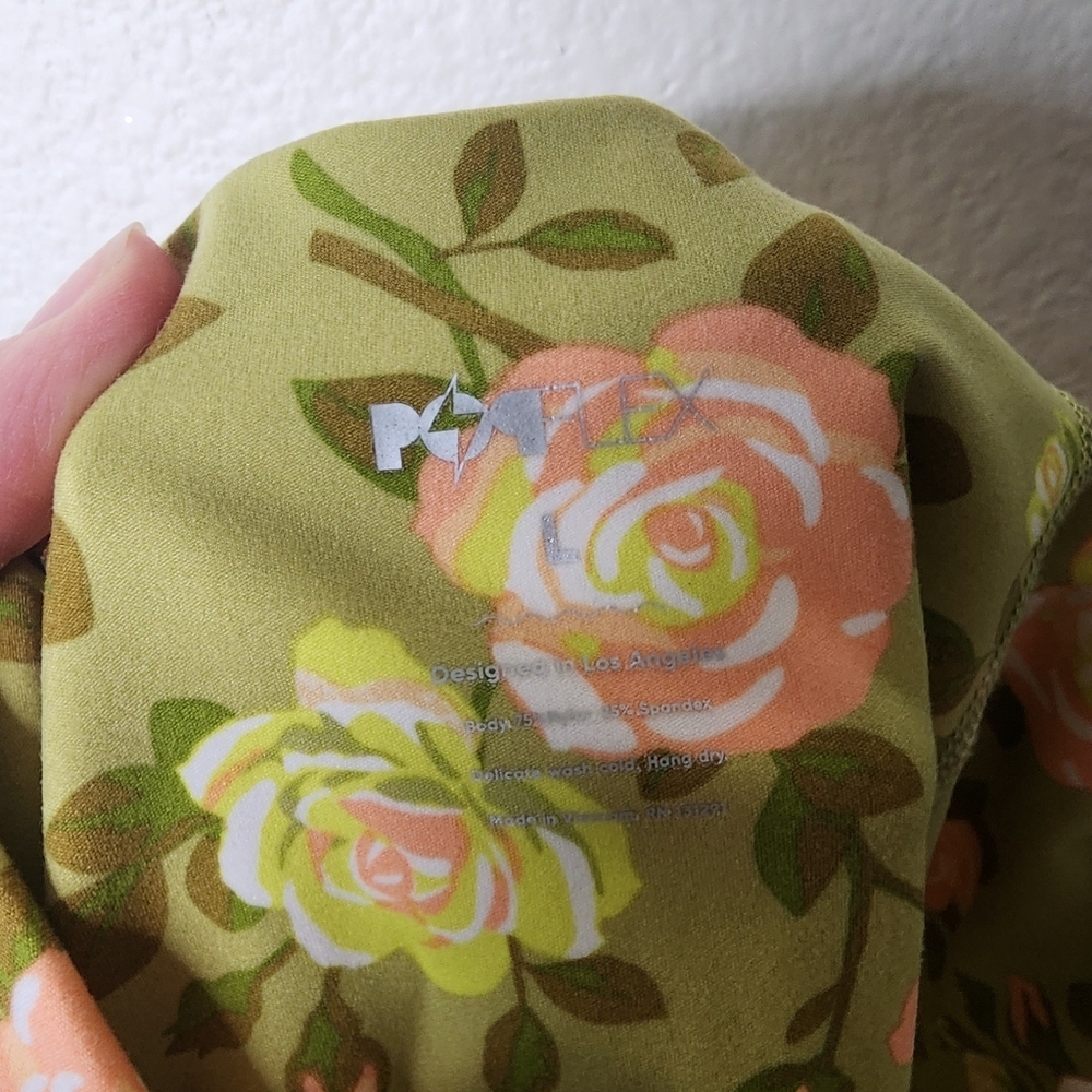 POPFLEX Green Floral High-Waist Leggings - Picture 4 of 4